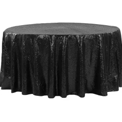 132" Round Sequin Tablecloth - Black