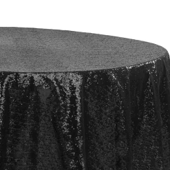 120" Round Sequin Tablecloth - Black