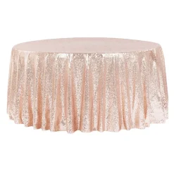132" Round Sequin Tablecloth - Blush/Rose Gold
