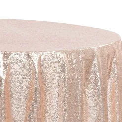 132" Round Sequin Tablecloth - Blush/Rose Gold