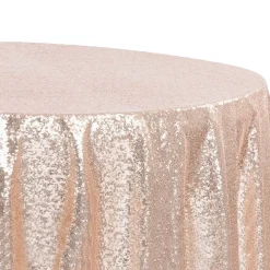 120" Round Sequin Tablecloth - Blush/Rose Gold
