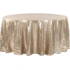 132" Round Sequin Tablecloth - Champagne
