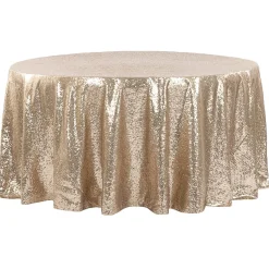 132" Round Sequin Tablecloth - Champagne