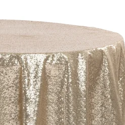 120" Round Sequin Tablecloth - Champagne