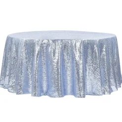 120" Round Sequin Tablecloth - Dusty Blue