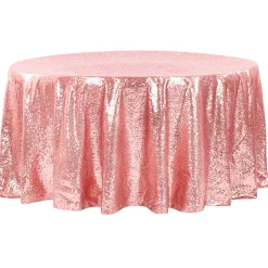 120" Round Sequin Tablecloth - Dusty Rose/Mauve