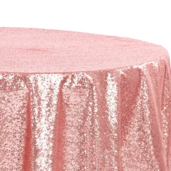 120" Round Sequin Tablecloth - Dusty Rose/Mauve