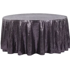 120" Round Sequin Tablecloth - Eggplant/Plum