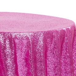 132" Round Sequin Tablecloth - Fuchsia