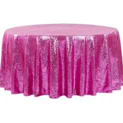 132" Round Sequin Tablecloth - Fuchsia