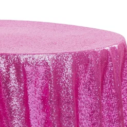 120" Round Sequin Tablecloth - Fuchsia