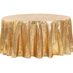 120" Round Sequin Tablecloth - Gold