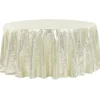 132" Round Sequin Tablecloth - Ivory