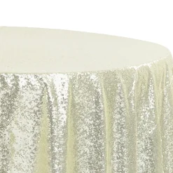 132" Round Sequin Tablecloth - Ivory