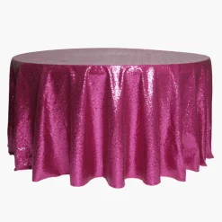 120" Round Sequin Tablecloth - Magenta