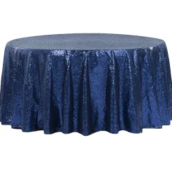 132" Round Sequin Tablecloth - Navy Blue
