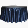 120" Round Sequin Tablecloth - Navy Blue (New Tone)