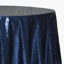 120" Round Sequin Tablecloth - Navy Blue (New Tone)
