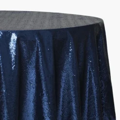 132" Round Sequin Tablecloth - Navy Blue (New Tone)