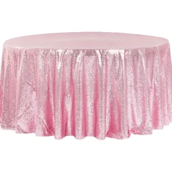 120" Round Sequin Tablecloth - Pink