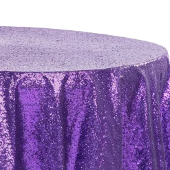 132" Round Sequin Tablecloth - Purple