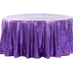 120" Round Sequin Tablecloth - Purple