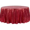 120" Round Sequin Tablecloth - Red