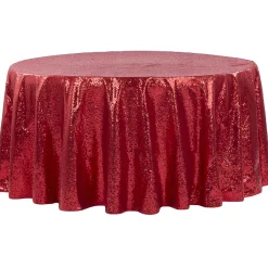 120" Round Sequin Tablecloth - Red