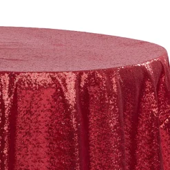 120" Round Sequin Tablecloth - Red