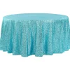 120" Round Sequin Tablecloth - Turquoise