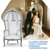 Royal Throne Chair- White Vinyl/ Silver Frame