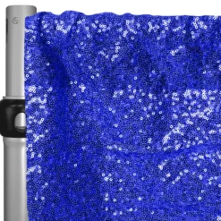 Royal Blue Sequin Backdrop Curtain w/ 4" Rod Pocket by Eastern Mills - 12ft Long x 4.5ft Wide