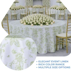 Sage Flores Jacquard Tablecloth - Multiple Size Options