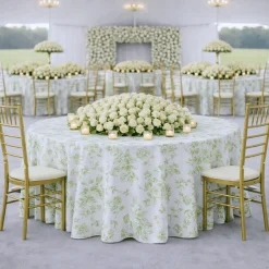 Sage Flores Jacquard Tablecloth - Multiple Size Options