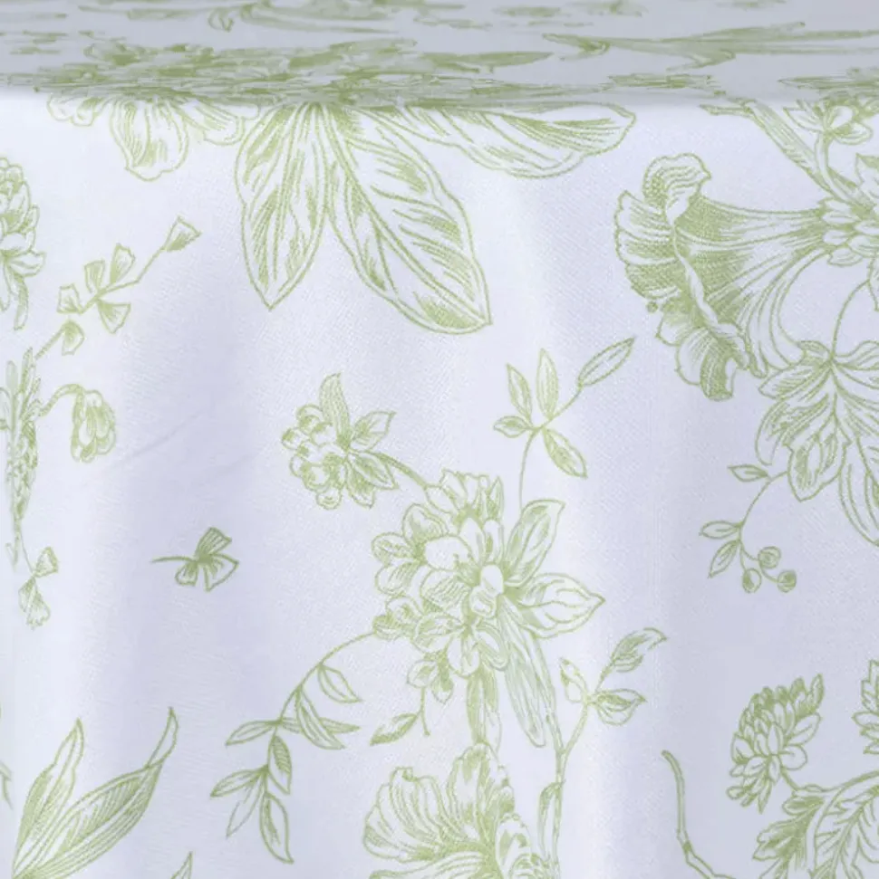 Sage Flores Jacquard Tablecloth - Multiple Size Options