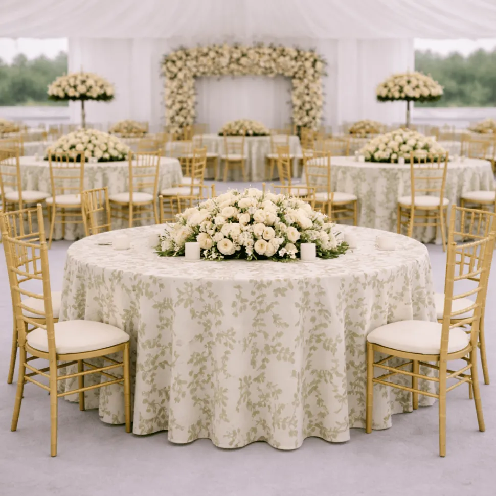 Sage Portofino Jacquard Tablecloth - Multiple Size Options