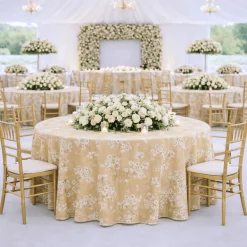 Sand Lindos Jacquard Tablecloth - Multiple Size Options