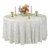 Sequin Looping Leaves Tablecloth Overlay 120" Round - Light Ivory/Off White
