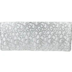 Sequin Looping Leaves Tablecloth Overlay 90"x132" Rectangle - Silver