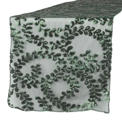 Sequin Looping Leaves Table Runner - Emerald Green