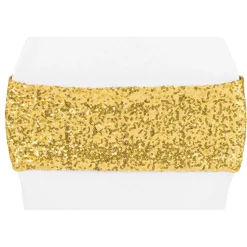 Sequin & Spandex Chair Band by Eastern Mills - Gold - 10 Pack