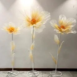 Set of 3 Stands with Silk Gauze Flowers - Choice of Colors!