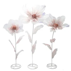 Set of 3 Stands with Silk Gauze Flowers - Choice of Colors!