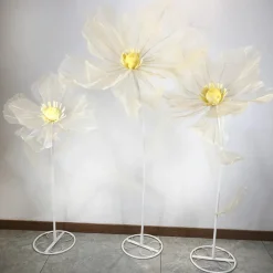 Set of 3 Stands with Silk Gauze Flowers - Choice of Colors!