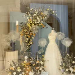 Set of 3 Stands with Silk Gauze Flowers - Choice of Colors!
