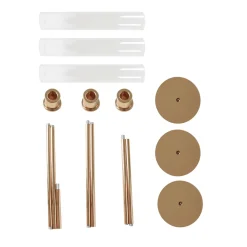 Set of 3 Gold Metal Taper Candle Holders with Hurricane Glass Shades (28in, 32in & 36in Height)