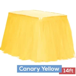 Sheer Tulle Tutu Table Skirt - 14ft long - Canary Yellow