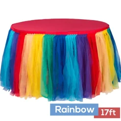 Sheer Tulle Tutu Table Skirt - 17ft long - Rainbow