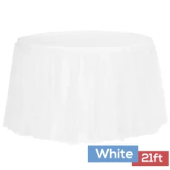 Sheer Tulle Tutu Table Skirt - 21ft long - White