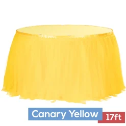 Sheer Tulle Tutu Table Skirt - 17ft long - Canary Yellow